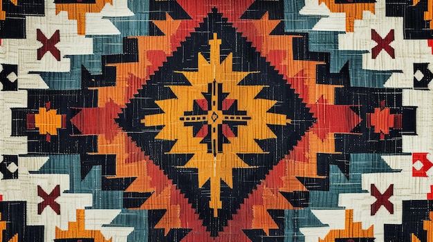 다채로운 민족 장식물 기하학적 패턴 을 가진 카 나바호 섬유