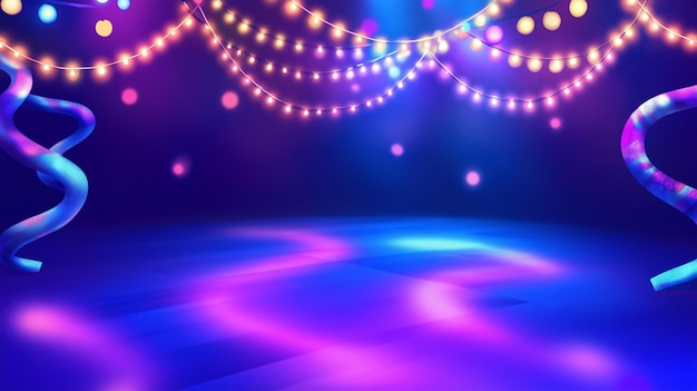 colorful event backdrop with vibrant lights for celebrations or performances at night