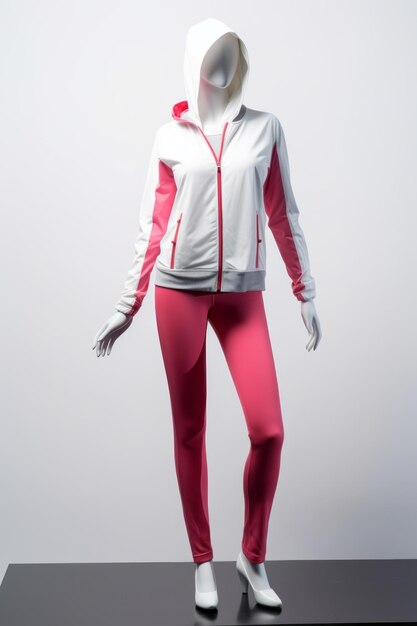 Foto abbigliamento da ginnastica colorato impostato su mannequin di abbigliamento sportivo creato con tecnologia generative ai