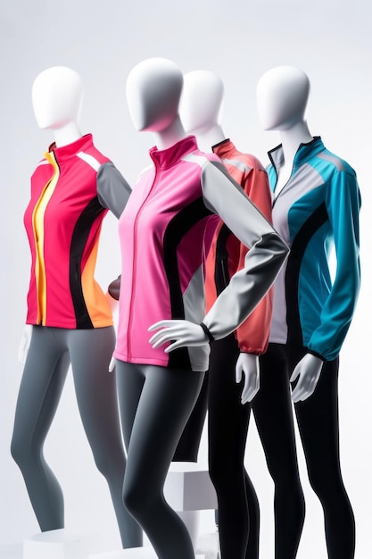 Colorful exercise clothing set on sport clothes mannequin Created with Generative AI technology