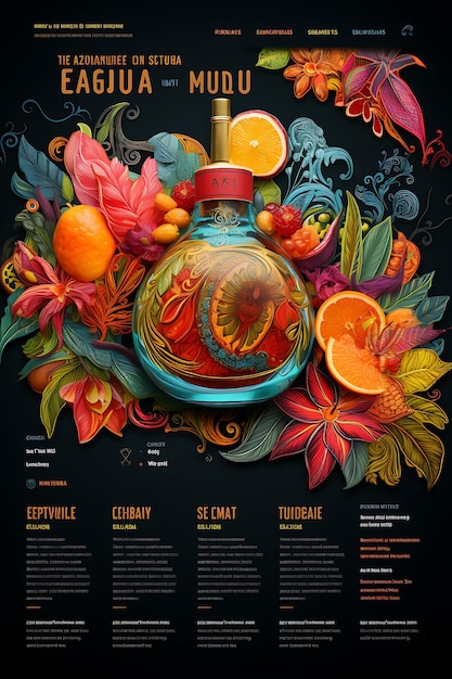 Photo colorful exotic guava mango fusion rum with a tropical and vibrant co creative concept ideas design