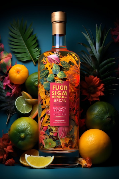 Colorful Exotic Guava Mango Fusion Rum With a Tropical and Vibrant Co creative concept ideas design