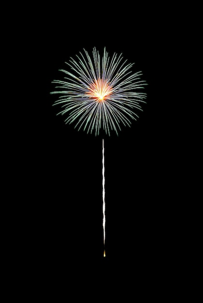 Colorful exploded fireworks isolated on black background