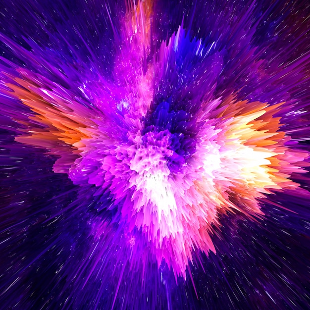 Colorful explosion 3d render.