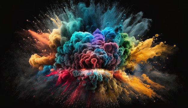 A Colorful Explosion on a Black Background Generative ai