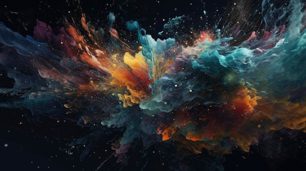 A colorful explosion in a black background