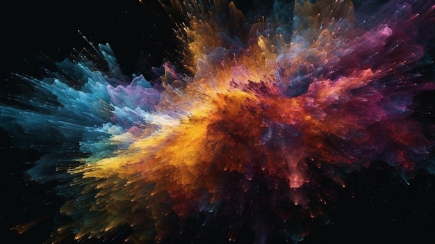 A colorful explosion in a black background