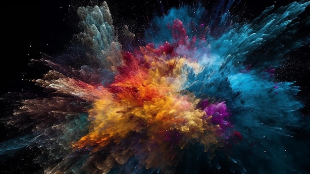 A colorful explosion in a black background