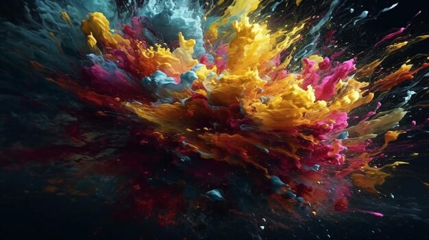 A colorful explosion in a black background