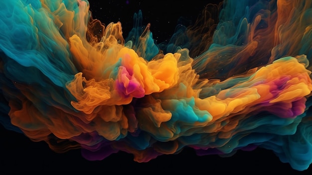 A colorful explosion in a black background