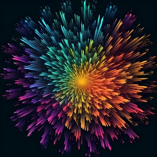 A colorful explosion of colors is displayed on a black background.