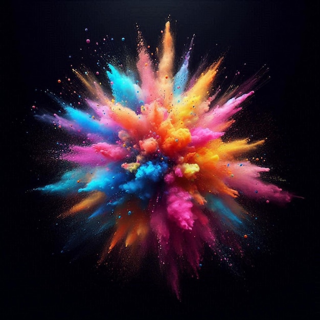 a colorful explosion of colors is shown with a black background