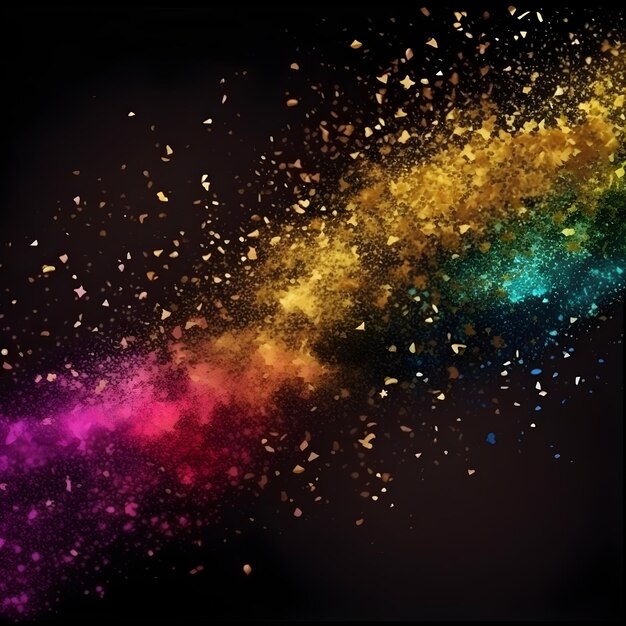 A colorful explosion of dust on a black background