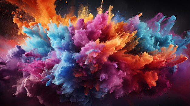 Colorful explosion of holi paint a panoramic background