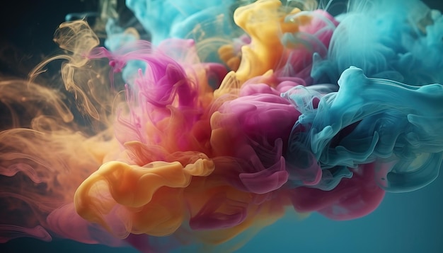 A colorful explosion of liquid and a blue background