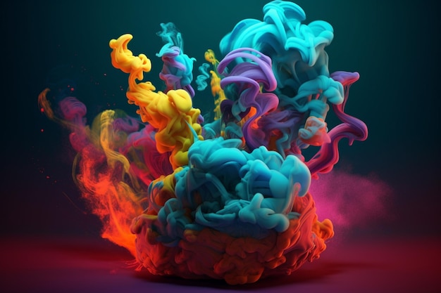 A colorful explosion of liquid and smoke.