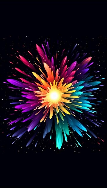 검은색 배경에 있는 다채로운 페인트 폭발