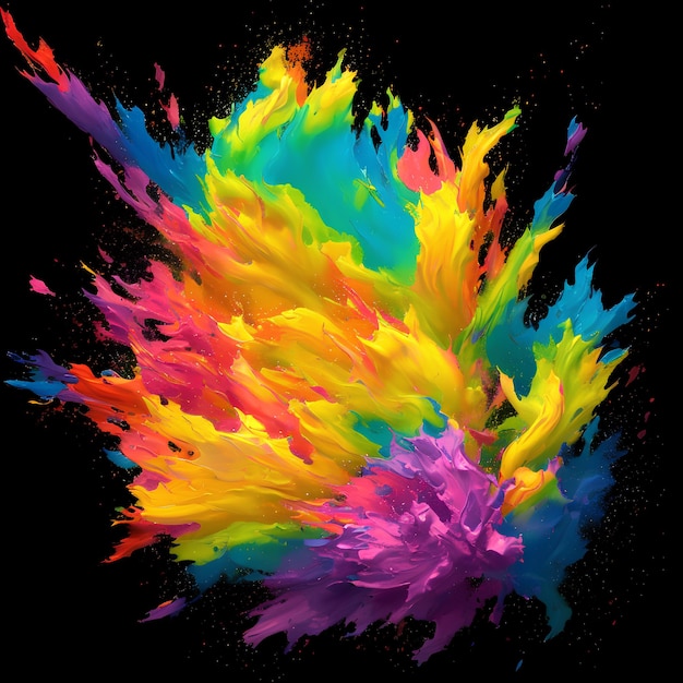 A colorful explosion of paint on a black background.