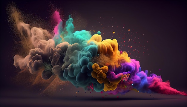 A colorful explosion of paint is being added to the image.