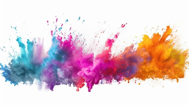 A colorful explosion of paint on a white background.