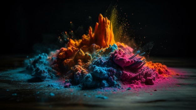 A colorful explosion of powder is shown in this image.