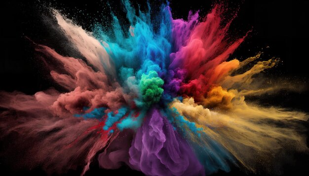 A colorful explosion of powder is shown in this image.