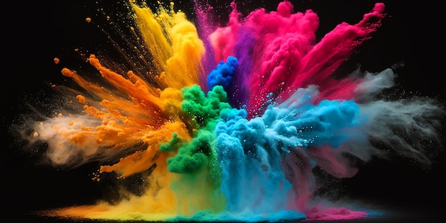 가루와 가루의 다채로운 폭발.