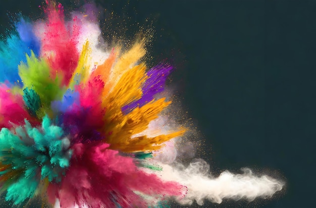 A colorful explosion of powdery dust is shown in the image