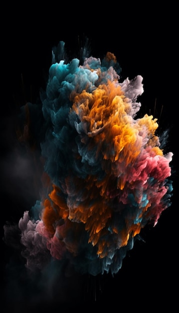 Premium AI Image | A colorful explosion of smoke on a black background