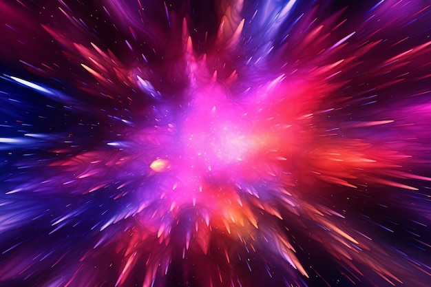 A colorful explosion in space with a black background