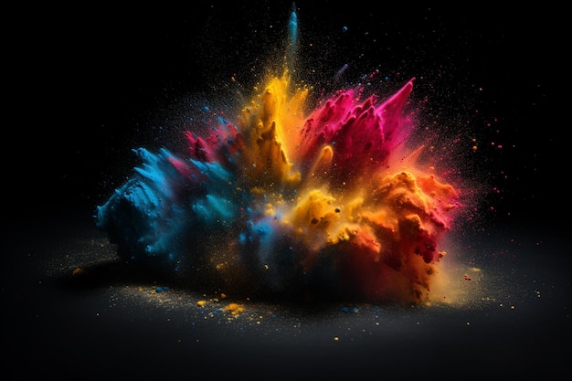 A colorful explosion with a black background