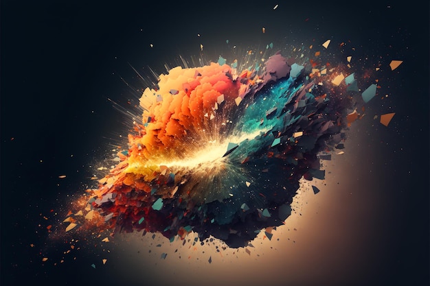 A colorful explosion with a black background