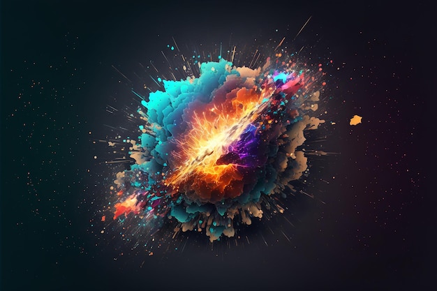 A colorful explosion with a black background