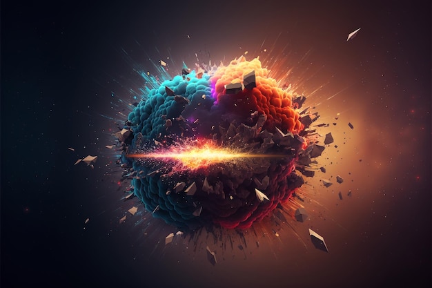 A colorful explosion with a black background