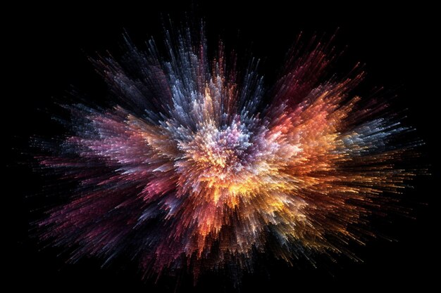 A colorful explosion with a black background