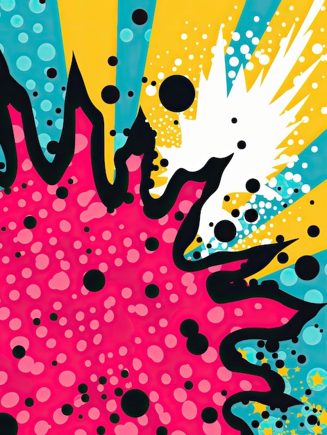 Photo a colorful explosion with black dots