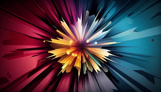 A colorful explosion with a starburst in the middle