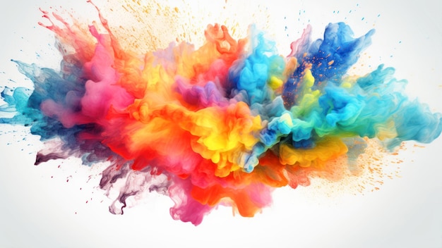 A colorful explosion with a white background