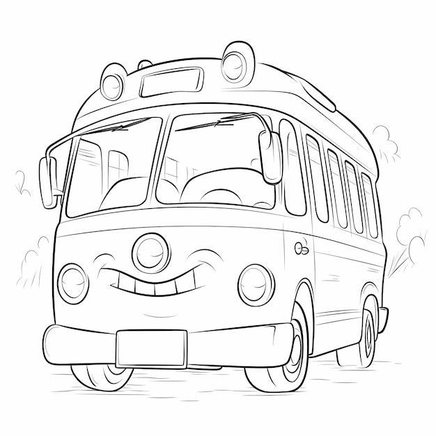 Photo colorful express a thinlined bus coloring page for kids