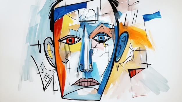 Colorful Expression Dynamic Cubism Depicting The Face Of Man