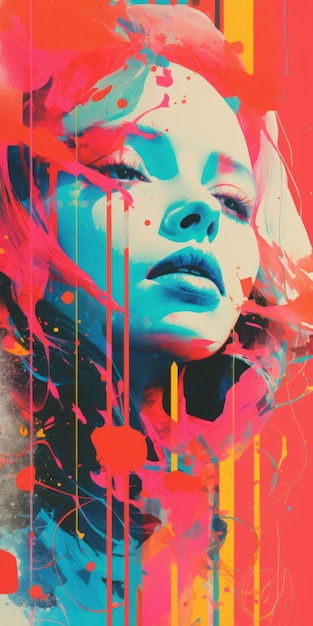 Colorful Expressionism A Hyperdetailed Woman In Graphic Design Poster Art