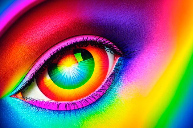 Photo colorful eye closeup abstract background generative ai