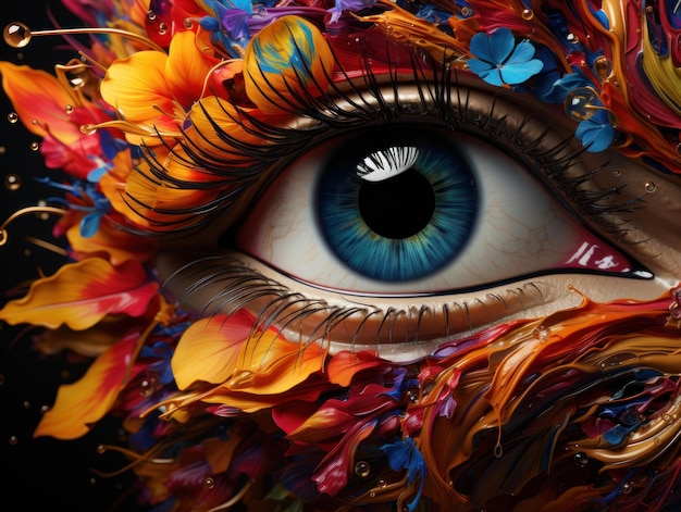 a colorful eye is pictured