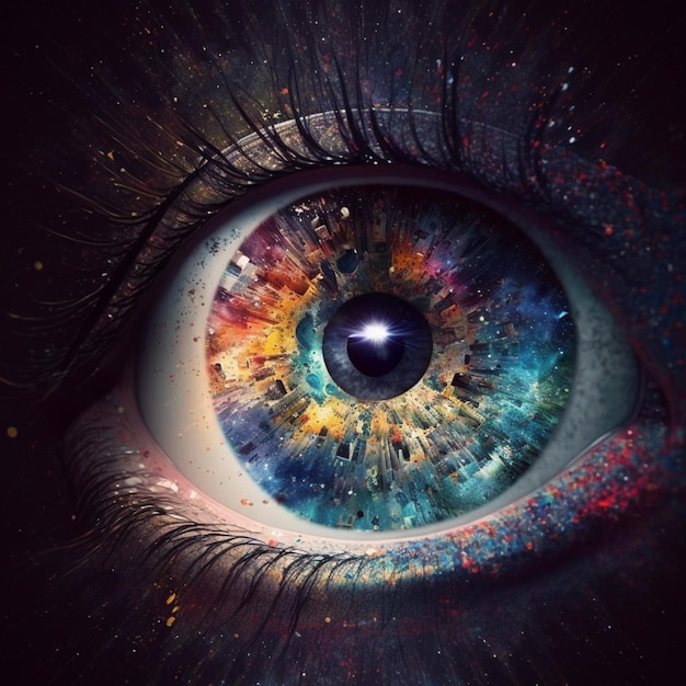 A colorful eye is shown with the word galaxy on it.