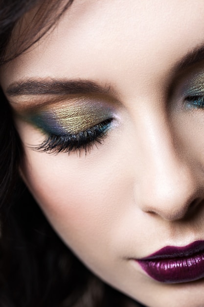 Colorful eye makeup closeup.