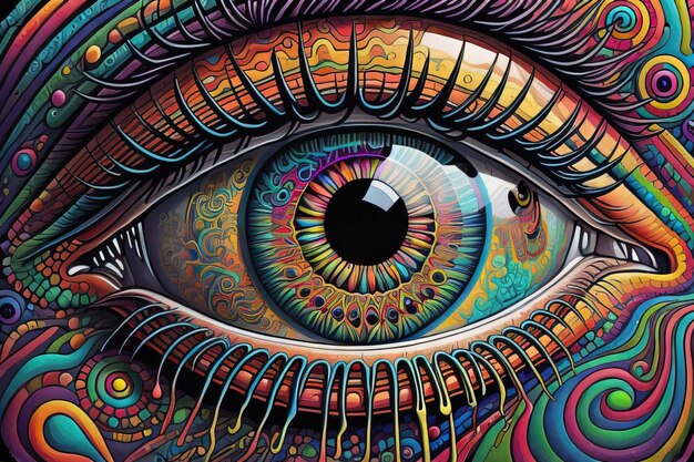 Colorful eye Psychedelic background Vector illustration ai generative