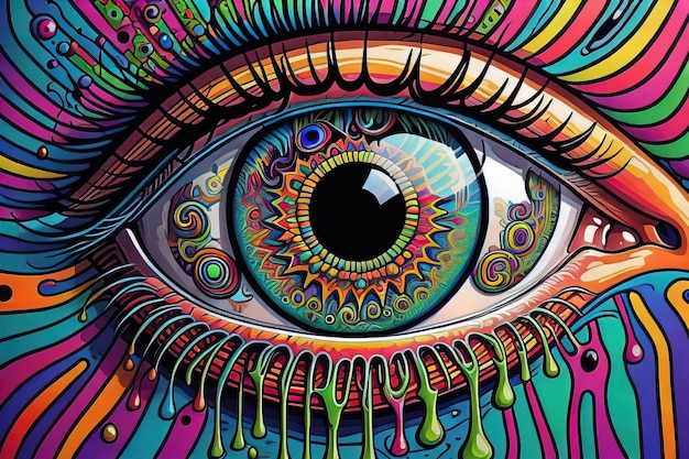 Colorful eye Psychedelic background Vector illustration ai generative