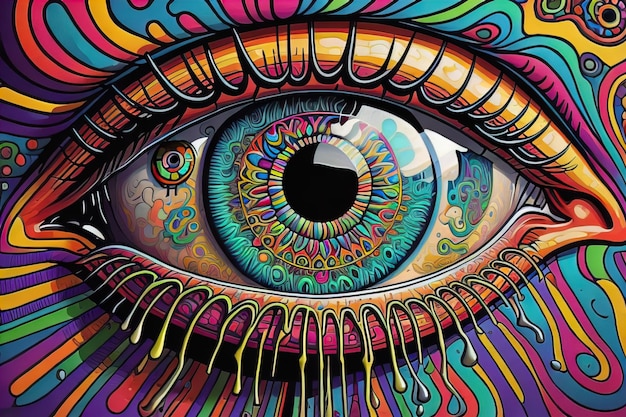 Colorful eye Psychedelic background Vector illustration ai generative