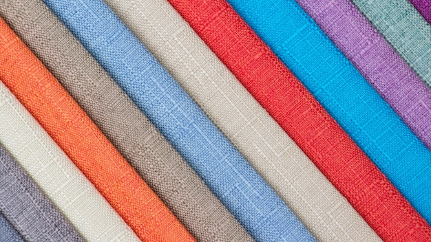 Colorful fabric background, A stack of colorful fabric.