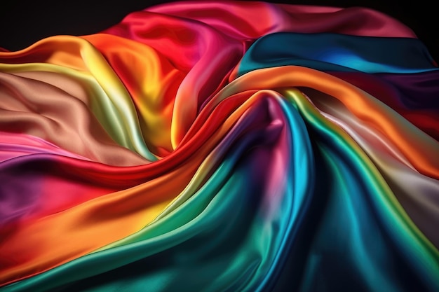 A colorful fabric that is in a black background